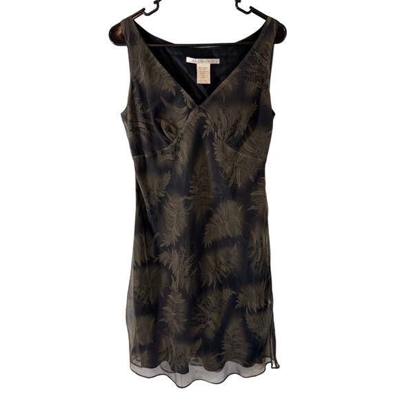Vintage Y2K Max Studio Chiffon Leaves Botanical Printed Dress Womens 8 - Picture 1 of 5